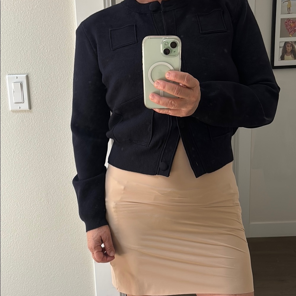 Zara NWT Navy Blue Knit Jacket